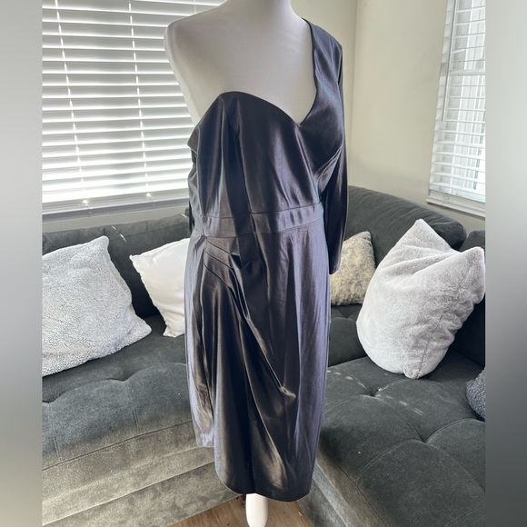 Adrianna Papell Black One Shoulder Dress - Picture 5 of 15